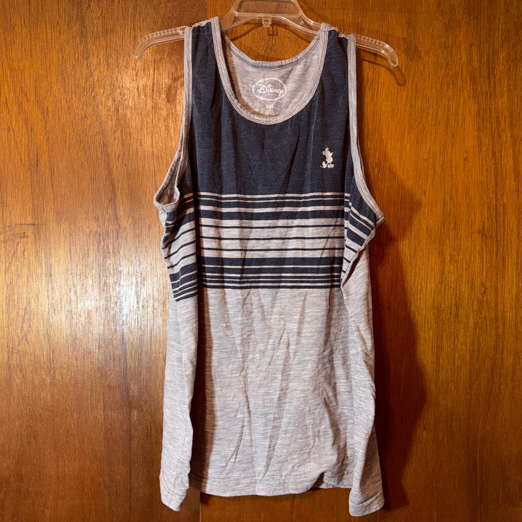Disney Gray And White Striped Shirt Size Xxl